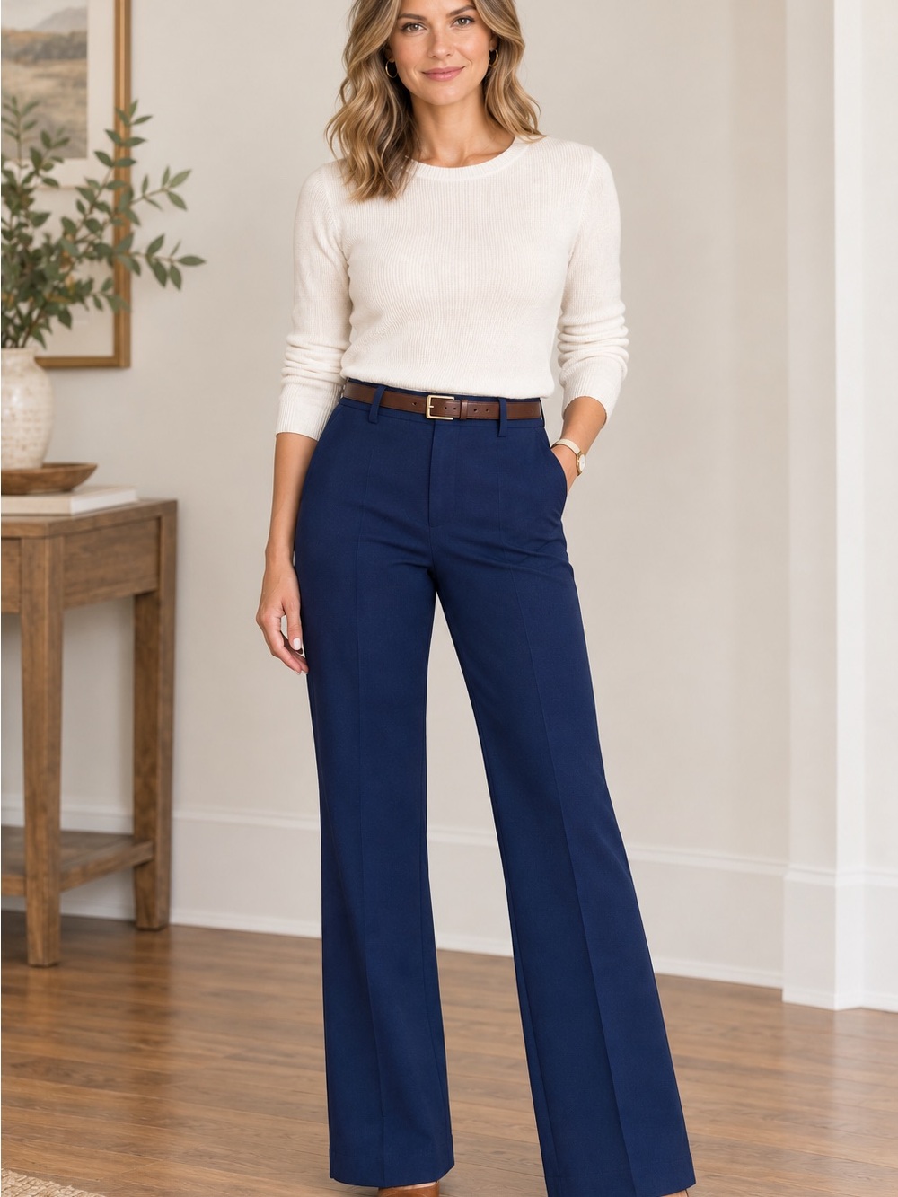 Worthington Dark Navy Straight-Leg Dress Pants